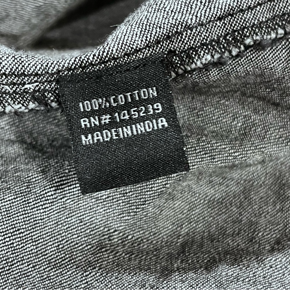 Button down short sleeve denim light charcoal color dress - Picture 13 of 14
